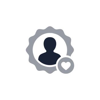 Simple Flat Style User Profile Avatar with Heart Badge Icon vector