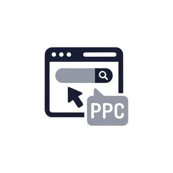Flat Website PPC Concept with Search Bar and Cursor Arrow Icon vector