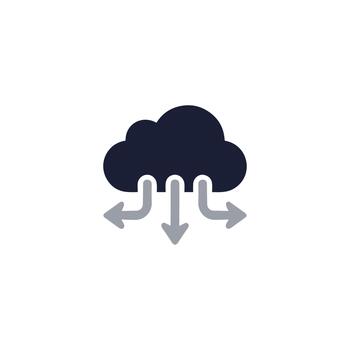 Simple Flat Style Data Flow Cloud Computing Network Storage Icon vector