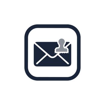 minimalista plano estilo correo notificación con sello icono comunicación elemento vector
