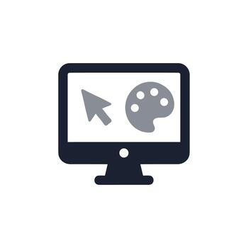 moderno plano diseño computadora monitor con paleta y cursor ilustración vector