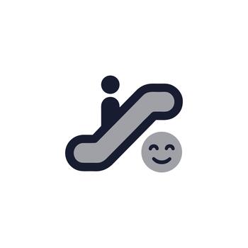 Minimalist Simple Style Escalator Moving Person Symbol with Happy Face Icon vector