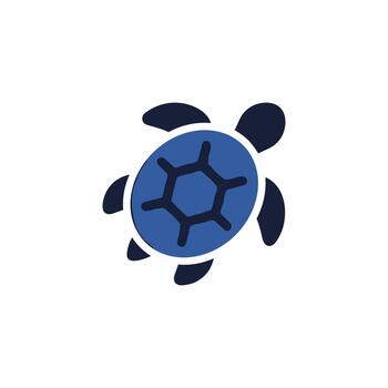 sencillo plano Tortuga símbolo con geométrico cáscara diseño elemento vector