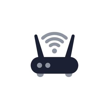Flat Design Wifi Router Device Antenna Signal Technology Icon Illustration vector