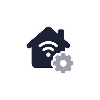 Simple Flat Design Smart Home Automation System Gear Setting Icon vector