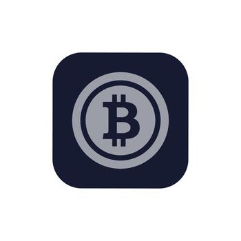 Simple Flat Square Rounded Bitcoin Symbol Crypto Currency Icon Element vector