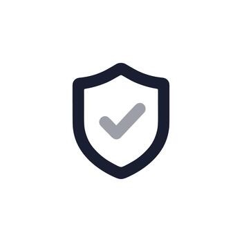 contorno sencillo seguridad proteger marca de verificación icono en blanco antecedentes ilustración vector
