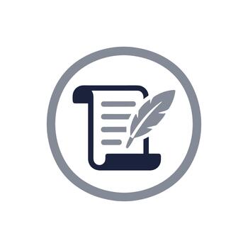 sencillo papel Desplazarse con pluma pluma bolígrafo icono en circulo forma vector