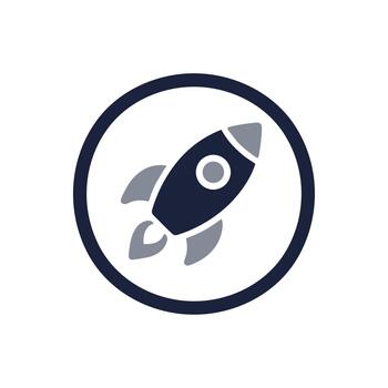 Simple Flat Design Rocket Launch Inside Circle Frame Space Exploration Icon vector