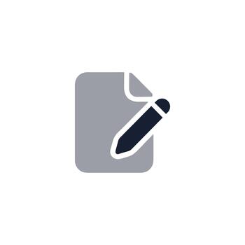 Flat Style Rounded Document with Pencil Icon for Note Taking vector