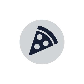 Simple Rounded Edge Pizza Slice Icon Inside Circle Shape vector