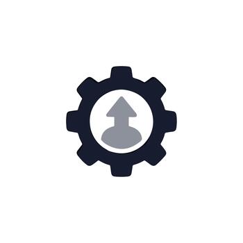 Simple Flat Style Profile Upload Account Cog Wheel Configuration Icon vector