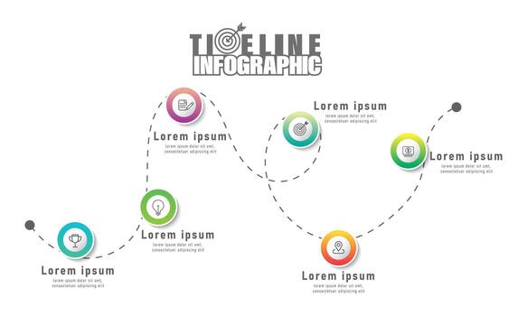 cronograma infografía modelo con seis pasos y íconos para proyecto administración y negocio presentación vector
