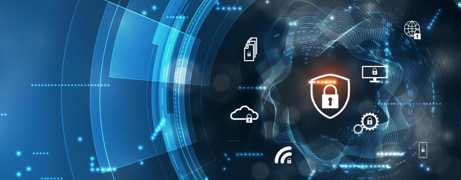 Cybersecurity and data protection visualization vector