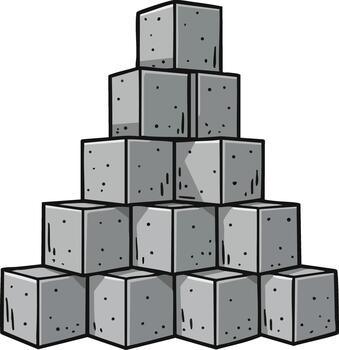 apilar de gris hormigón bloques en pirámide forma ilustración con áspero textura y sombreado dibujo vector