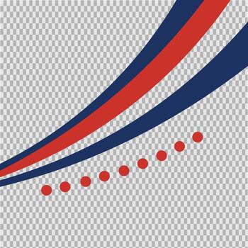 Abstract design with red and blue swooshing lines and dots. vector