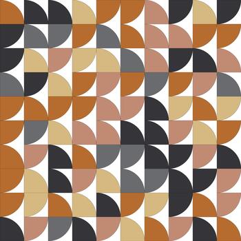 de inspiración retro resumen geométrico sin costura modelo con trimestre círculos en terroso tonos, moderno digital gráfico. vector