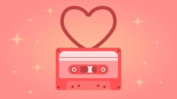valentine kassett tejp. tejp formning en hjärta form. retro romantisk sammanhang. mjuk färger och pärlar synlig. visad i en mild flyta sekvens med subtil tejp vingla. video