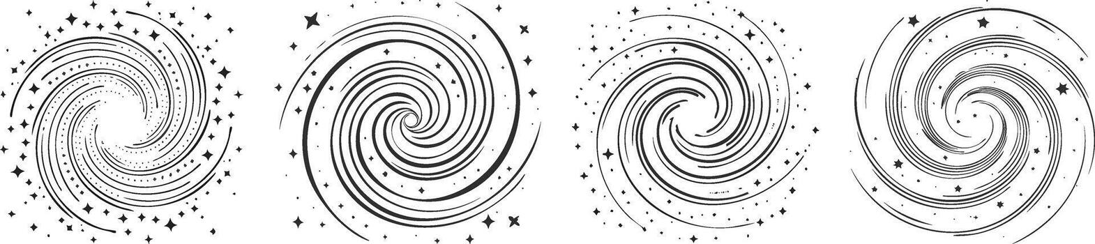 resumen galaxia espiral forma suave negro línea Arte fluido remolino modelo celestial diseño mínimo elegante vector