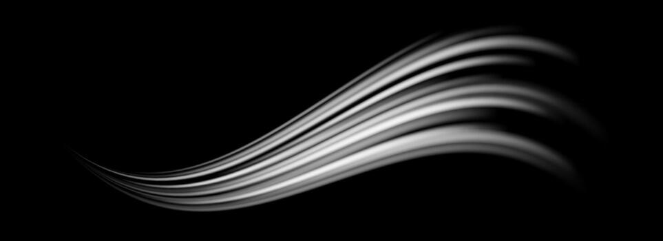 Abstract light wind lines effect. Air stream flow wave motion trace. Curved speed element. Swoosh or splash stripe path design illustration. Air conditioner blow concept. Twirl background vector