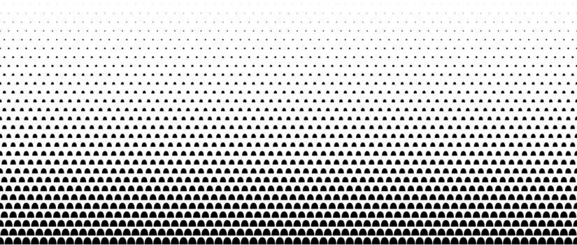 Fading scalloped gradient pattern. Abstract scallop gradation background. Back and white halftone wallpaper for graphic design, poster, medical banner. Scales pattern transition bg vector