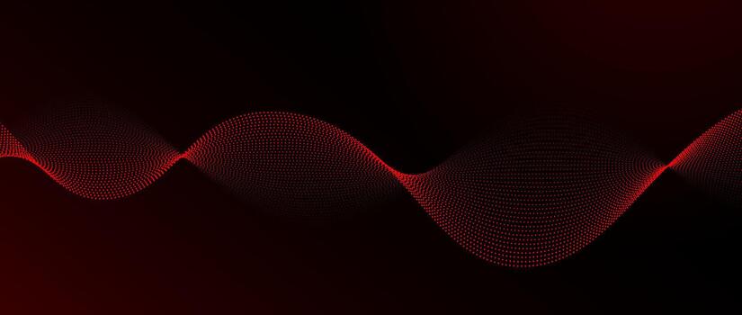 rojo punteado ola modelo antecedentes. oscuro rojo fluido partículas concepto. tecnología trama de semitonos curvo líneas fondo de pantalla para Ciencias bandera, tecnología póster, presentación, folleto, volantes. vector