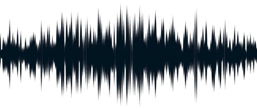 Black abstract sound wave element. Dotted line music equalizer shape design. Audio radio signal visualization concept. Digital voice assistant pattern. Song track sample player. vector