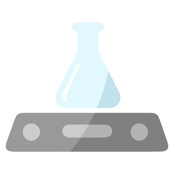 Laboratory flask on a digital scale for precise measurement. vector