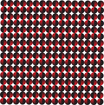 Geometric pattern of black and red half circles arranged in a grid for modern textile and decoration vector