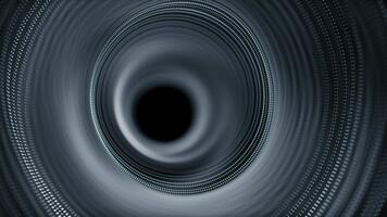 abstrakt digital virvel tunnel med lysande partiklar formning cirkulär vågor, trogen data flöde, ai teknologi bakgrund, oändlig rörelse slinga video
