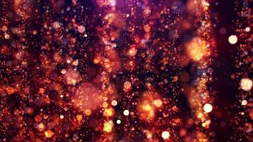 resumen animación concepto de dorado partículas creciente hacia arriba a celebrar cumpleaños y vacaciones. un 4k lazo con un bokeh antecedentes y brillante partículas en un oscuro antecedentes. video