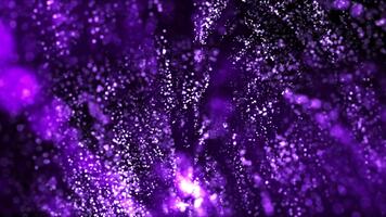 abstrakt lila partikel fält med lysande bokeh och gnistrande damm, kosmisk energi flöde, drömmande trogen bakgrund, sömlös rörelse slinga. video