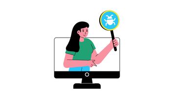 spyware upptäckt skanna 2d platt animering fil. video