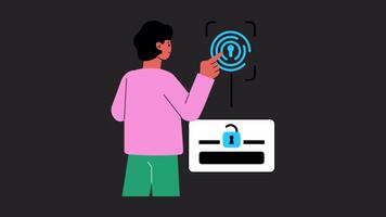 vingerafdruk scannen toegang 2d beweging grafiek animatie alpha kanaal video