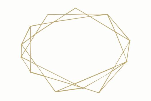 Gold geometric polygon ring frame with overlapping lines vector