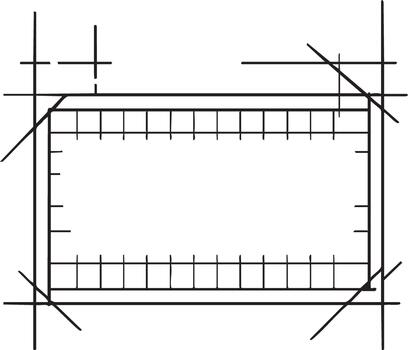 mano dibujado redacción estilo rectangular medición marco vector