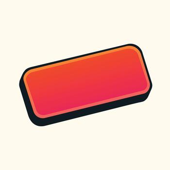 Tilted rounded rectangle label in red with dark outline vector
