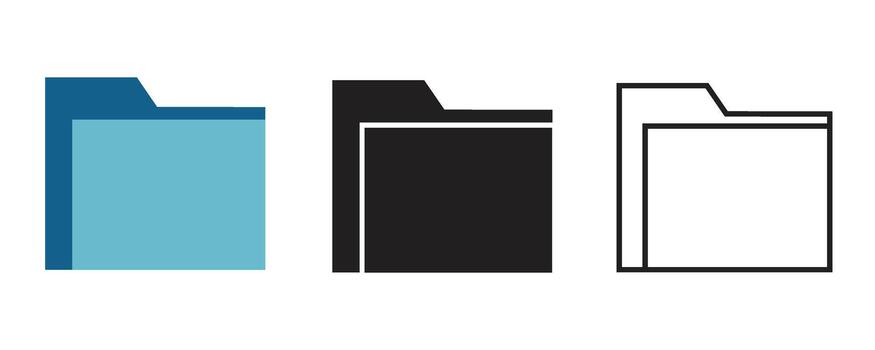 negocio carpeta icono conjunto para archivo administración en departamento, sólido, y contorno estilo vector