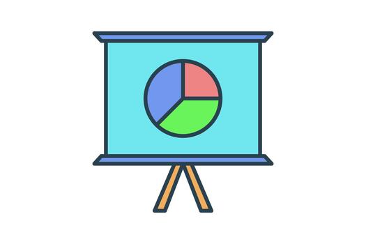 Pie Chart Presentation Icon. Icon related to Presentation. Flat line icon style. Simple design editable vector