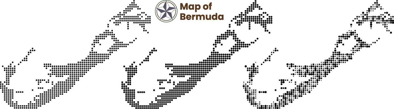 punto modelo islas Bermudas mapa. islas Bermudas mapa con punteado modelo Arte forma en único estilo exhibiendo tierras, bienes, islas, línea costera geografía vector