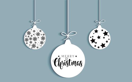 A festive display of three white hanging christmas ornaments with elegant patterns and text vector