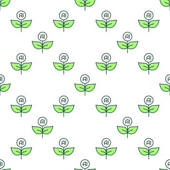 planta con hojas artificial inteligencia tecnología de colores sin costura modelo en Delgado línea estilo vector