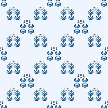 blockchain con ai tecnología artificial inteligencia bloquear cadena de colores sin costura modelo vector