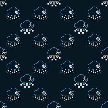 artificial inteligencia nube tecnología ai red sin costura modelo en contorno estilo vector