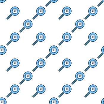 ai chip en lupa ai tecnología de colores sin costura modelo vector