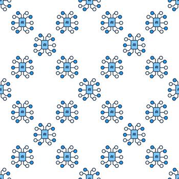 artificial inteligencia cerebro chip ai tecnología de colores sin costura modelo vector