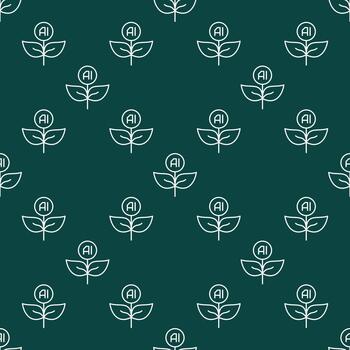 ai planta con hojas artificial inteligencia tecnología sin costura modelo en Delgado línea estilo vector