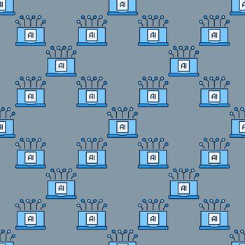 artificial inteligencia ordenador portátil dispositivo ai tecnología de colores sin costura modelo vector