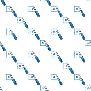 artificial inteligencia chip con destornillador ai tecnología de colores sin costura modelo vector