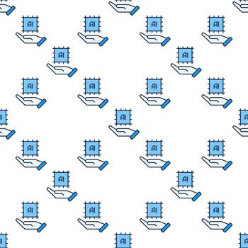 ai chip en mano artificial inteligencia de colores sin costura modelo vector
